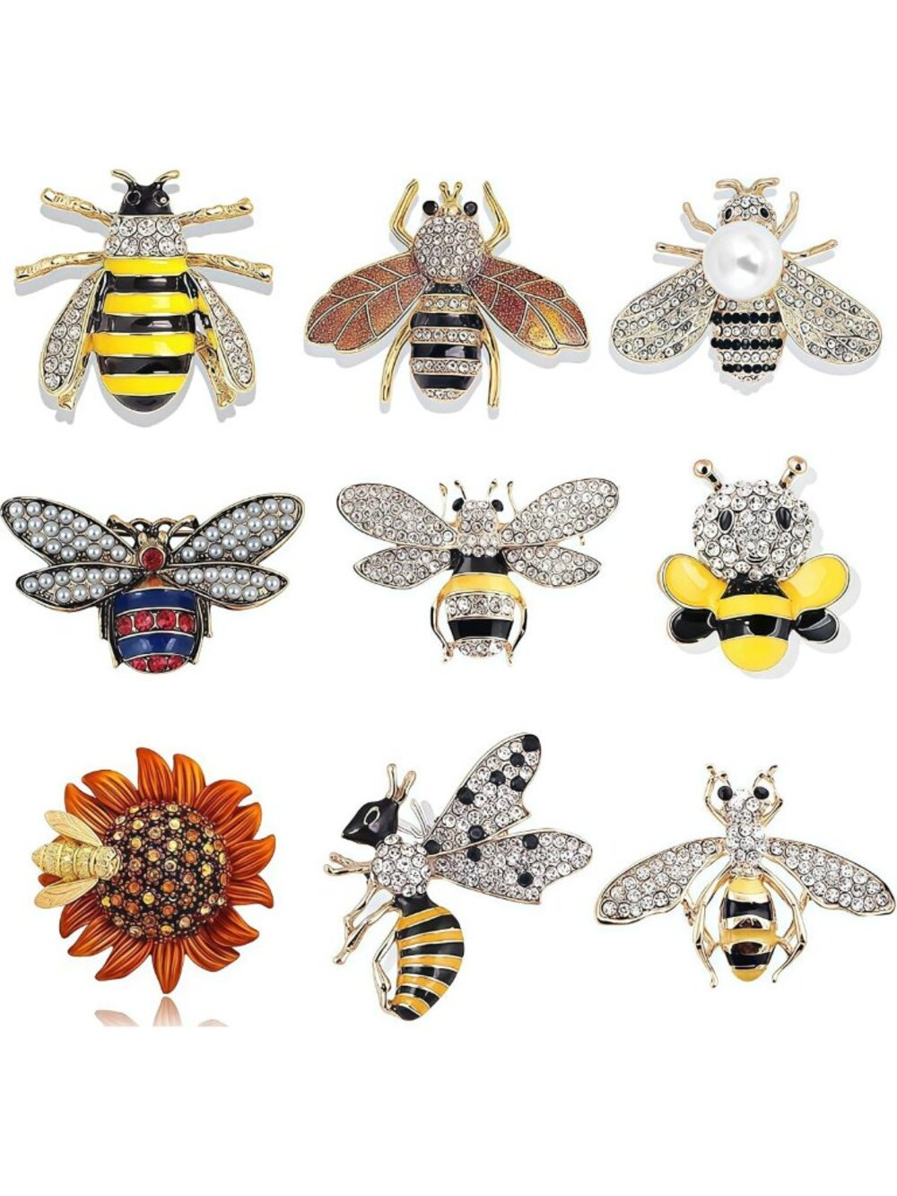 Elegant Rhinestone Butterfly Brooch Set - 6 Lapel Pins Jewelry Gift for Women